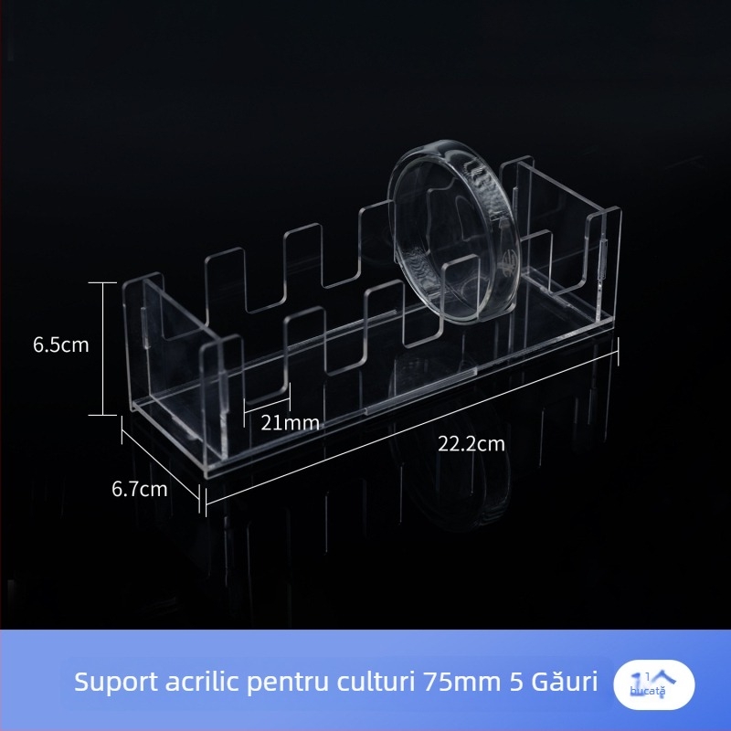 Raft din Plexiglas pentru Petri, set de 5/10 bucăți, vertical, pentru vase Petri cu diametrul 60/90/100/120/150 mm.