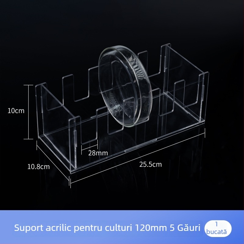 Raft din Plexiglas pentru Petri, set de 5/10 bucăți, vertical, pentru vase Petri cu diametrul 60/90/100/120/150 mm.