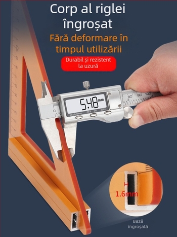Riglă triunghiulară pentru tâmplărie cu plăcuță bakelită, riglă pătrată mare, unghi drept de 90°, unelte decorative