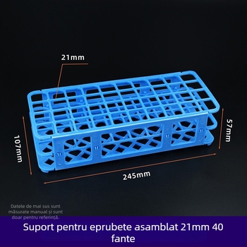 Raft din plastic pentru tuburi de test, detașabil, cu găuri de 30 mm (21) și 18 mm (44); suport pentru tuburi de centrifugă și recipiente pentru probe.