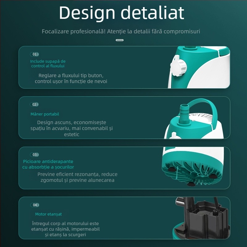 SQG pompă submersibilă pentru acvariu, zgomot redus, pompă de circulație pentru schimbarea apei, mică pompă de aspirație la bază, protecție împotriva funcționării în gol