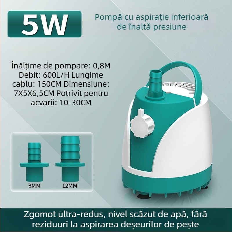 SQG pompă submersibilă pentru acvariu, zgomot redus, pompă de circulație pentru schimbarea apei, mică pompă de aspirație la bază, protecție împotriva funcționării în gol