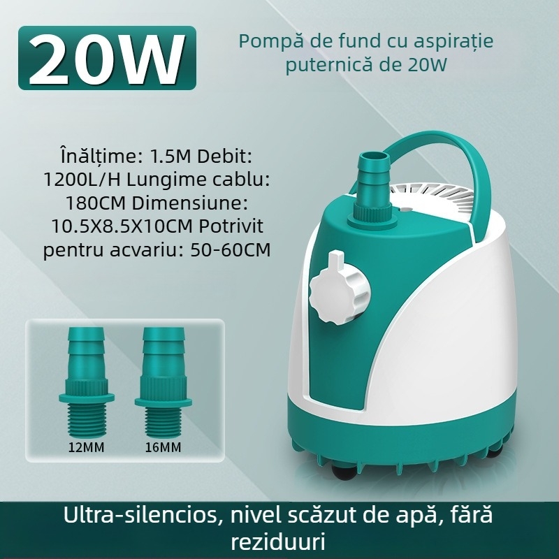 SQG pompă submersibilă pentru acvariu, zgomot redus, pompă de circulație pentru schimbarea apei, mică pompă de aspirație la bază, protecție împotriva funcționării în gol