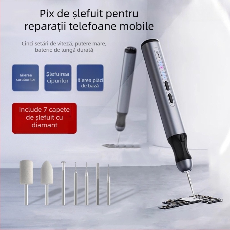 Pensă de șlefuit pentru repararea telefoanelor mobile — șlefuitor electric mic pentru cipuri IC și celule de baterie, șlefuire, tăiere, gravare