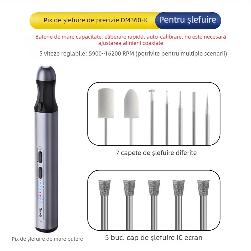 Pensă de șlefuit pentru repararea telefoanelor mobile — șlefuitor electric mic pentru cipuri IC și celule de baterie, șlefuire, tăiere, gravare
