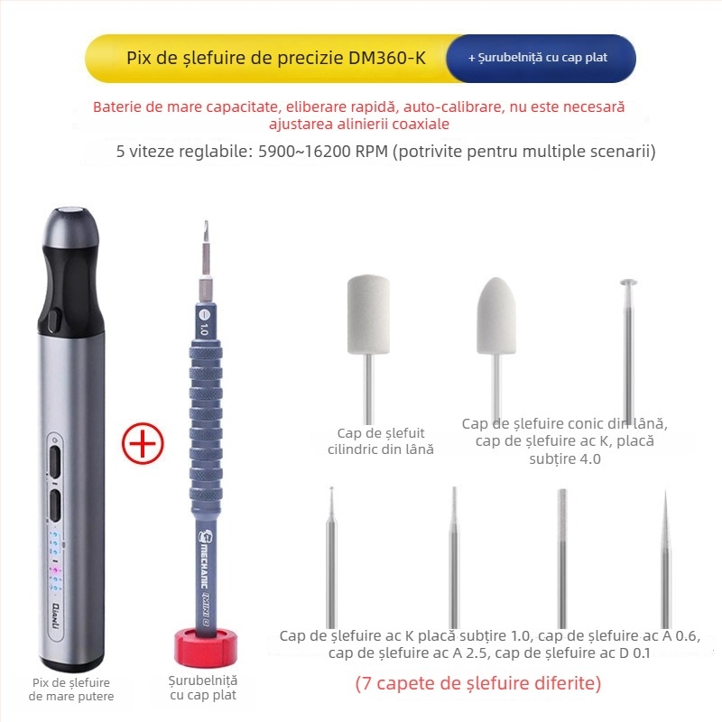 Pensă de șlefuit pentru repararea telefoanelor mobile — șlefuitor electric mic pentru cipuri IC și celule de baterie, șlefuire, tăiere, gravare