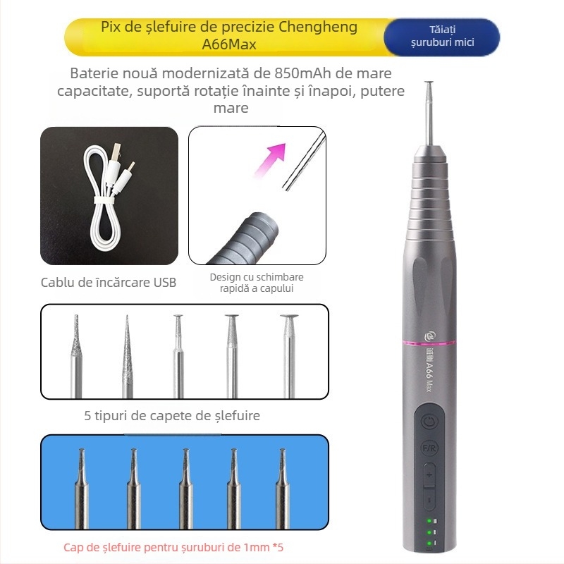 Pensă de șlefuit pentru repararea telefoanelor mobile — șlefuitor electric mic pentru cipuri IC și celule de baterie, șlefuire, tăiere, gravare