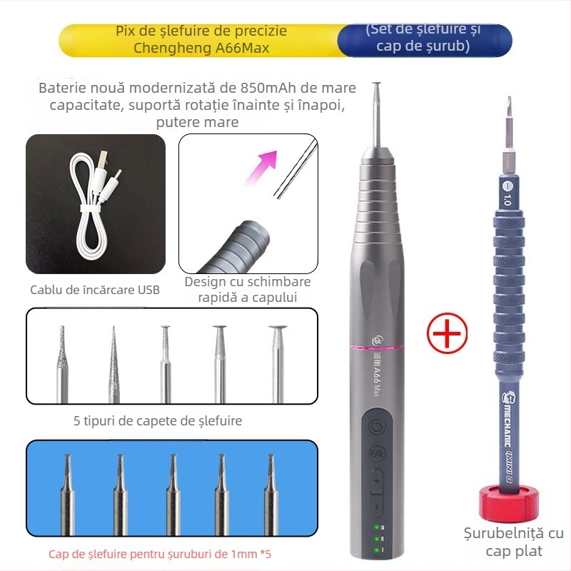 Pensă de șlefuit pentru repararea telefoanelor mobile — șlefuitor electric mic pentru cipuri IC și celule de baterie, șlefuire, tăiere, gravare