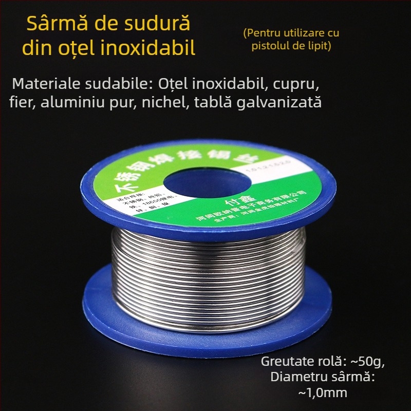 FX-88 Sârmă de lipire din oțel inoxidabil cu nucleu de flux, pentru fierul de lipit electric, alimentată de baterie Li-ion, 320°C