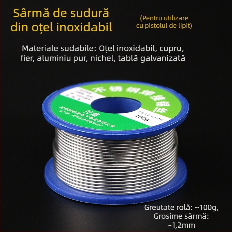FX-88 Sârmă de lipire din oțel inoxidabil cu nucleu de flux, pentru fierul de lipit electric, alimentată de baterie Li-ion, 320°C