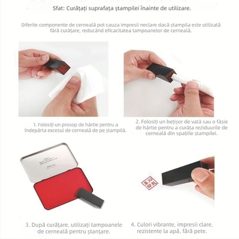 Tampon cu cerneală roșu, uscare rapidă, pentru ștampile pătrate, destinate imprimării financiare