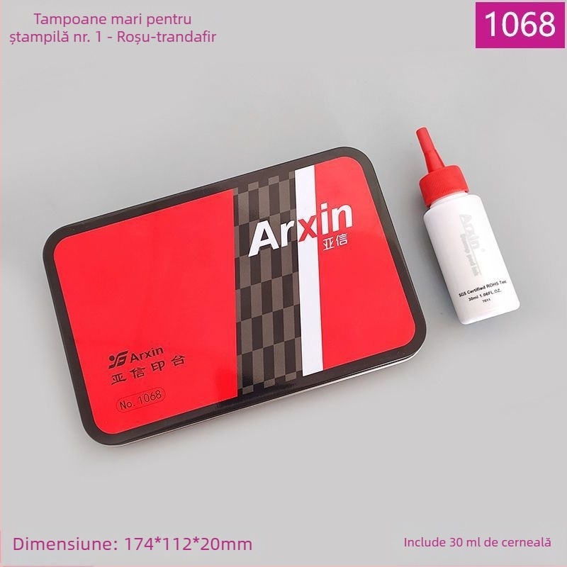Tampon cu cerneală roșu, uscare rapidă, pentru ștampile pătrate, destinate imprimării financiare