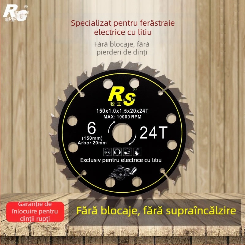 Ruish lamă circulară pentru lemn cu baterie Li-Ion, 5/5,5/6 inch, dinți dovetail, fierăstrău manual
