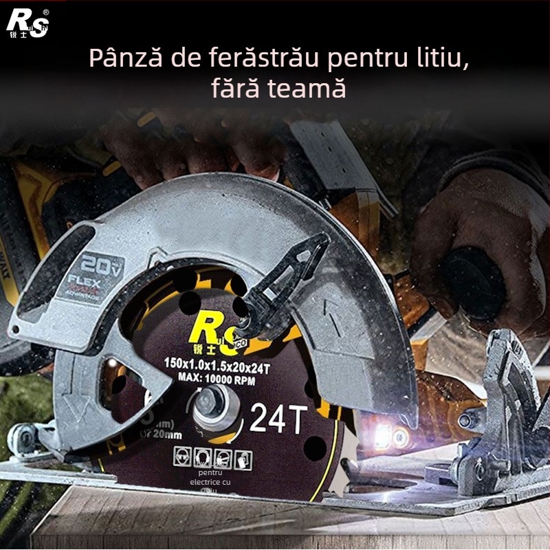 Ruish lamă circulară pentru lemn cu baterie Li-Ion, 5/5,5/6 inch, dinți dovetail, fierăstrău manual