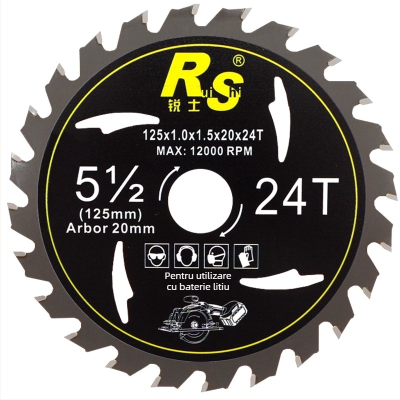 Ruish lamă circulară pentru lemn cu baterie Li-Ion, 5/5,5/6 inch, dinți dovetail, fierăstrău manual