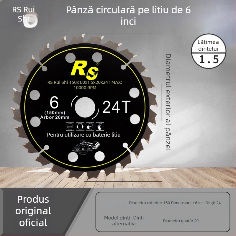 Ruish lamă circulară pentru lemn cu baterie Li-Ion, 5/5,5/6 inch, dinți dovetail, fierăstrău manual
