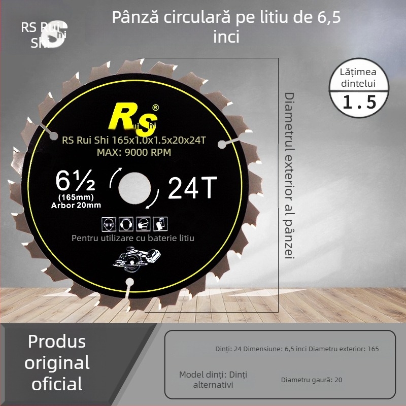 Ruish lamă circulară pentru lemn cu baterie Li-Ion, 5/5,5/6 inch, dinți dovetail, fierăstrău manual