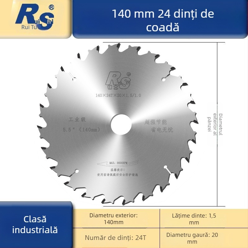 Ruish lamă circulară pentru lemn cu baterie Li-Ion, 5/5,5/6 inch, dinți dovetail, fierăstrău manual