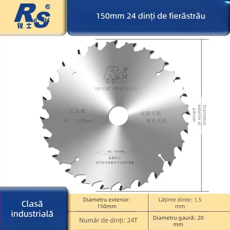 Ruish lamă circulară pentru lemn cu baterie Li-Ion, 5/5,5/6 inch, dinți dovetail, fierăstrău manual