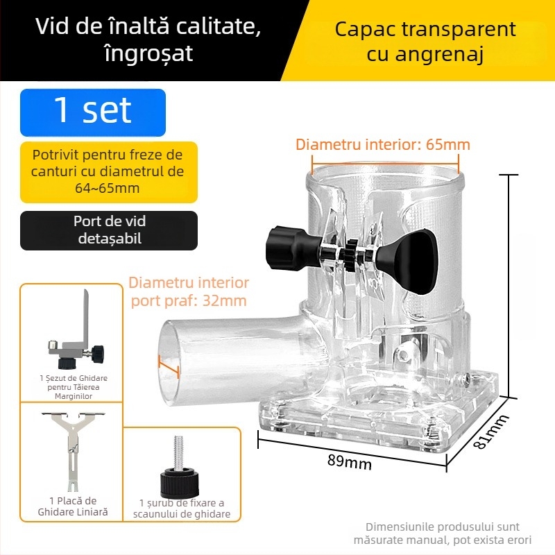 Capac de praf pentru freza de margine, prelucrare lemn, canelări și sculptură – accesorii pentru unealtă