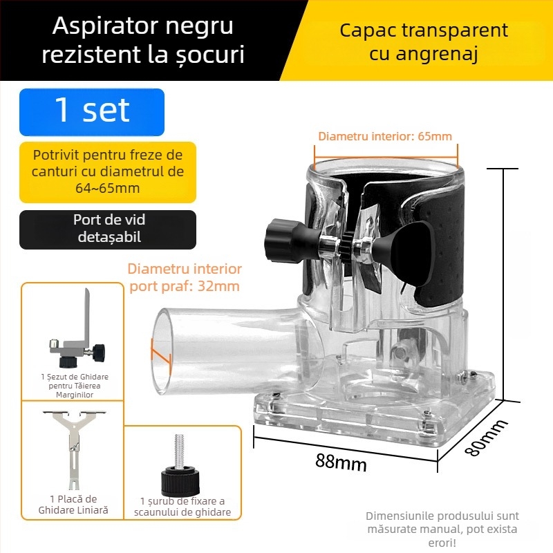 Capac de praf pentru freza de margine, prelucrare lemn, canelări și sculptură – accesorii pentru unealtă