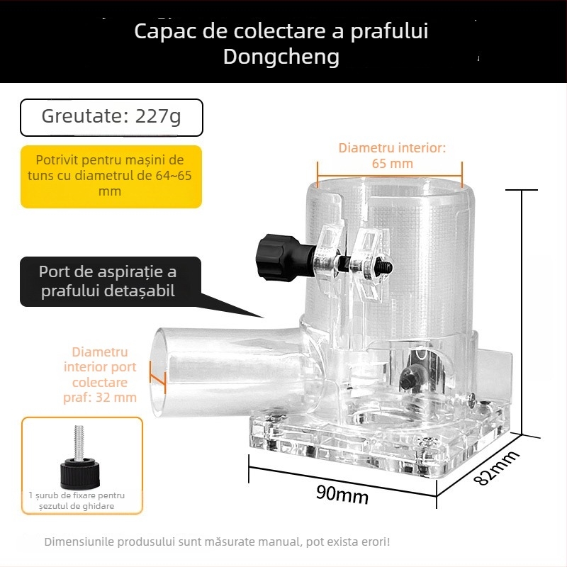 Capac de praf pentru freza de margine, prelucrare lemn, canelări și sculptură – accesorii pentru unealtă