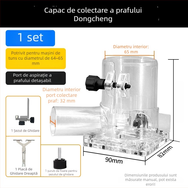 Capac de praf pentru freza de margine, prelucrare lemn, canelări și sculptură – accesorii pentru unealtă