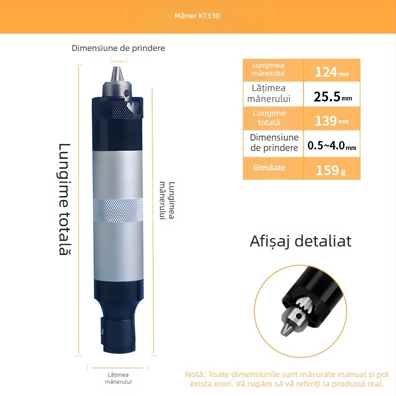 Mâner T30 pentru șlefuitor și accesorii pentru gravură – mandrină rapidă, ax flexibil, mâner rotativ de 4 mm
