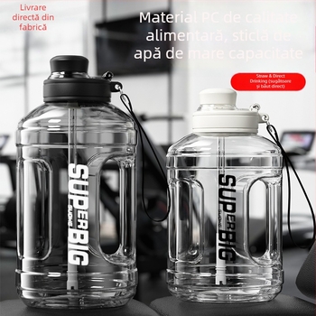 Sticlă de apă pentru sport în aer liber, capacitate ultra mare, rezistentă la temperaturi înalte, corp lat din plastic, personalizabilă