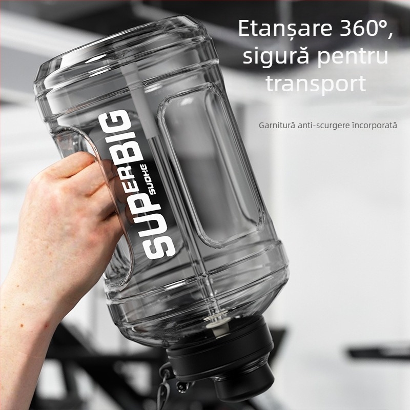 Sticlă de apă pentru sport în aer liber, capacitate ultra mare, rezistentă la temperaturi înalte, corp lat din plastic, personalizabilă