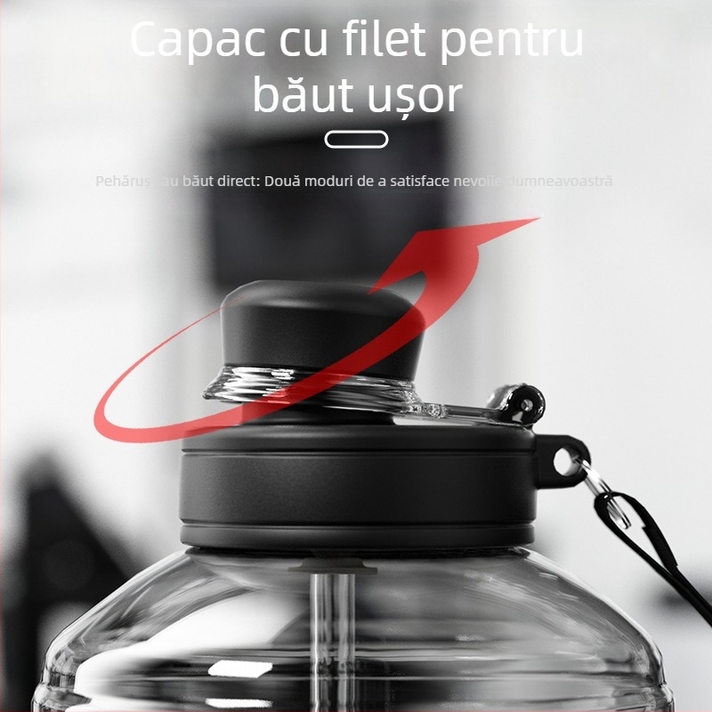 Sticlă de apă pentru sport în aer liber, capacitate ultra mare, rezistentă la temperaturi înalte, corp lat din plastic, personalizabilă