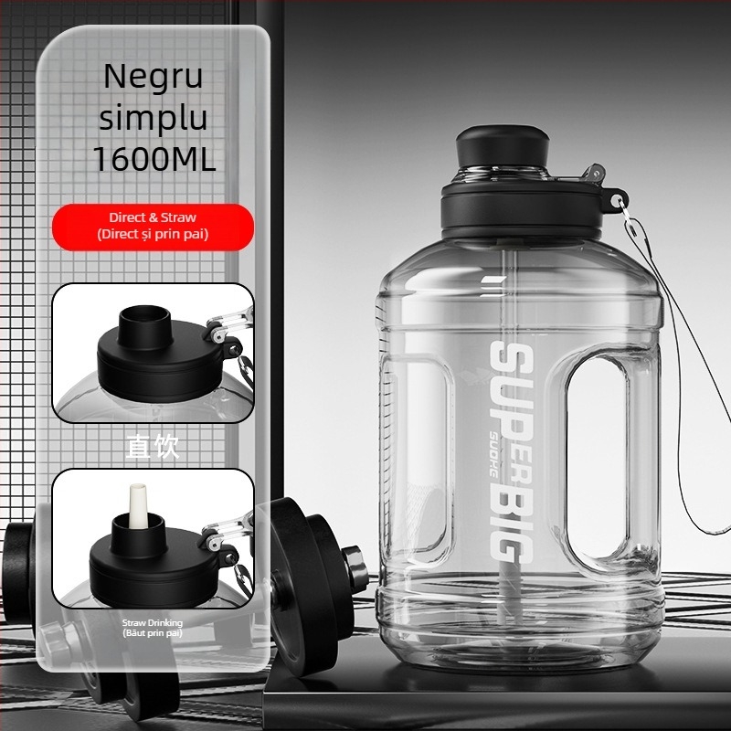 Sticlă de apă pentru sport în aer liber, capacitate ultra mare, rezistentă la temperaturi înalte, corp lat din plastic, personalizabilă