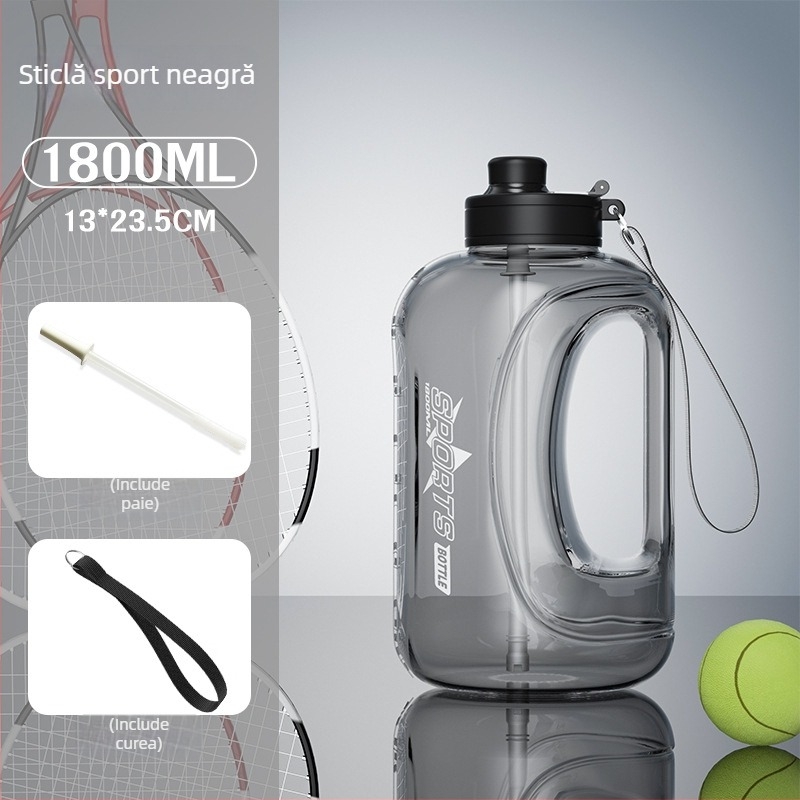 Sticlă de apă pentru sport în aer liber, capacitate ultra mare, rezistentă la temperaturi înalte, corp lat din plastic, personalizabilă
