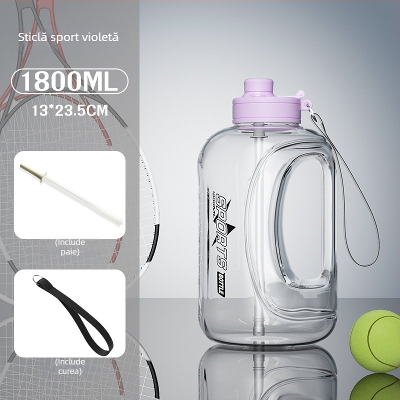 Sticlă de apă pentru sport în aer liber, capacitate ultra mare, rezistentă la temperaturi înalte, corp lat din plastic, personalizabilă