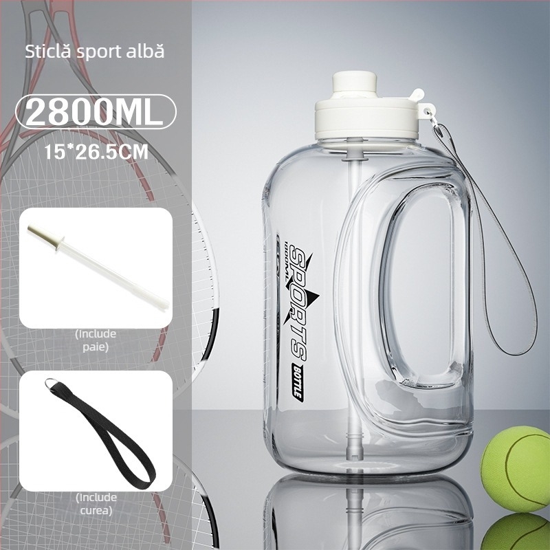 Sticlă de apă pentru sport în aer liber, capacitate ultra mare, rezistentă la temperaturi înalte, corp lat din plastic, personalizabilă