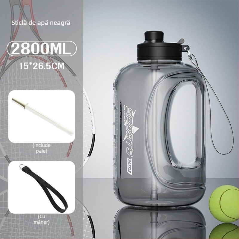 Sticlă de apă pentru sport în aer liber, capacitate ultra mare, rezistentă la temperaturi înalte, corp lat din plastic, personalizabilă