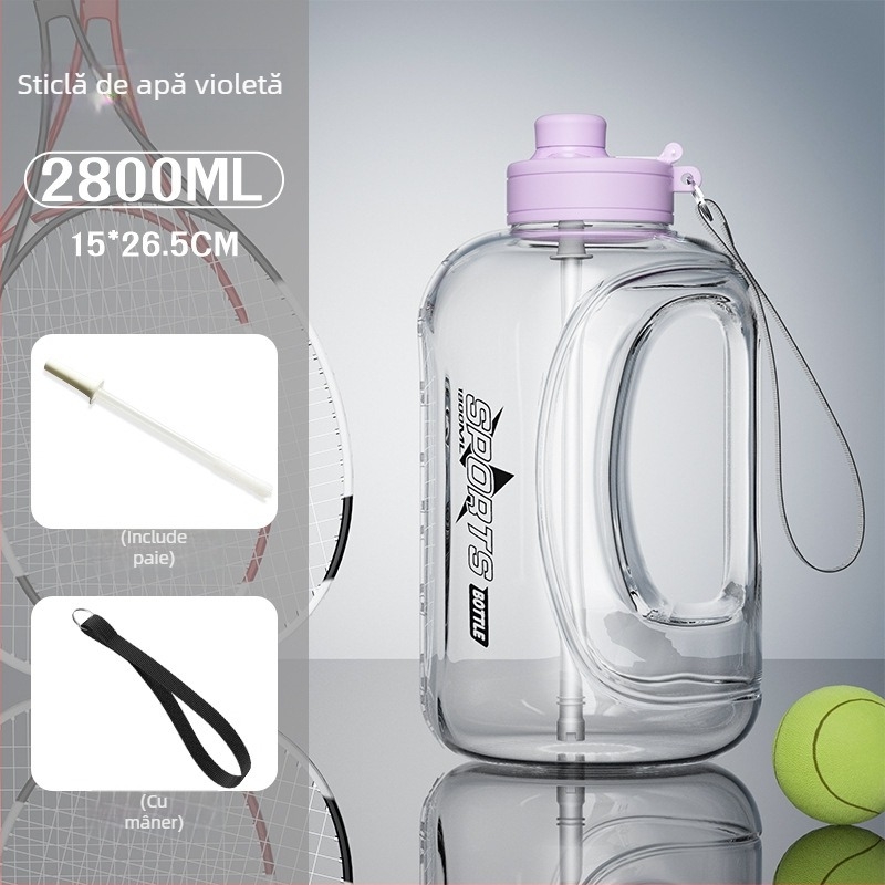 Sticlă de apă pentru sport în aer liber, capacitate ultra mare, rezistentă la temperaturi înalte, corp lat din plastic, personalizabilă