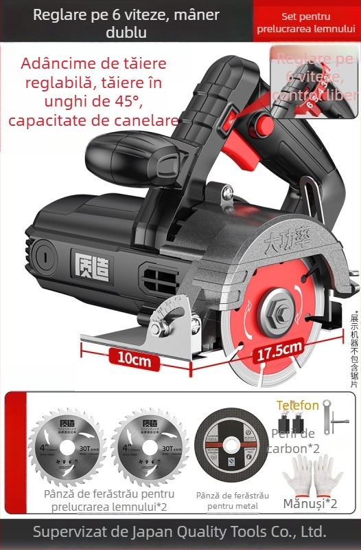 Mașină de tăiat cu reglare a vitezei pentru tâmplărie, aparat portabil de canelare pentru plăci, piatră și metal, fierăstrău electric pentru marmură, tăiere rapidă