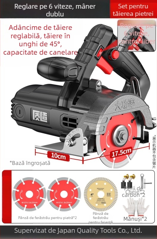 Mașină de tăiat cu reglare a vitezei pentru tâmplărie, aparat portabil de canelare pentru plăci, piatră și metal, fierăstrău electric pentru marmură, tăiere rapidă
