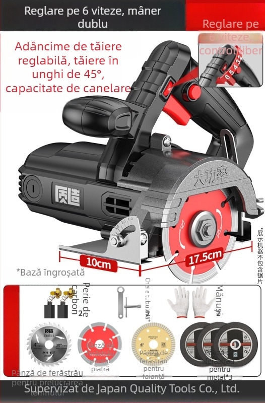 Mașină de tăiat cu reglare a vitezei pentru tâmplărie, aparat portabil de canelare pentru plăci, piatră și metal, fierăstrău electric pentru marmură, tăiere rapidă