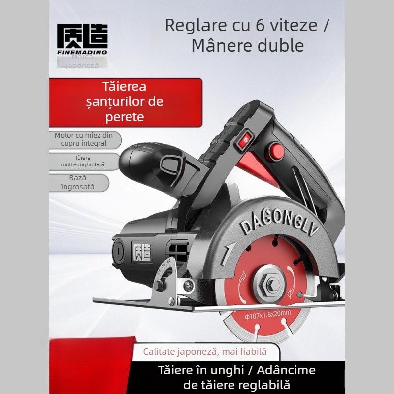 Mașină de tăiat cu reglare a vitezei pentru tâmplărie, aparat portabil de canelare pentru plăci, piatră și metal, fierăstrău electric pentru marmură, tăiere rapidă