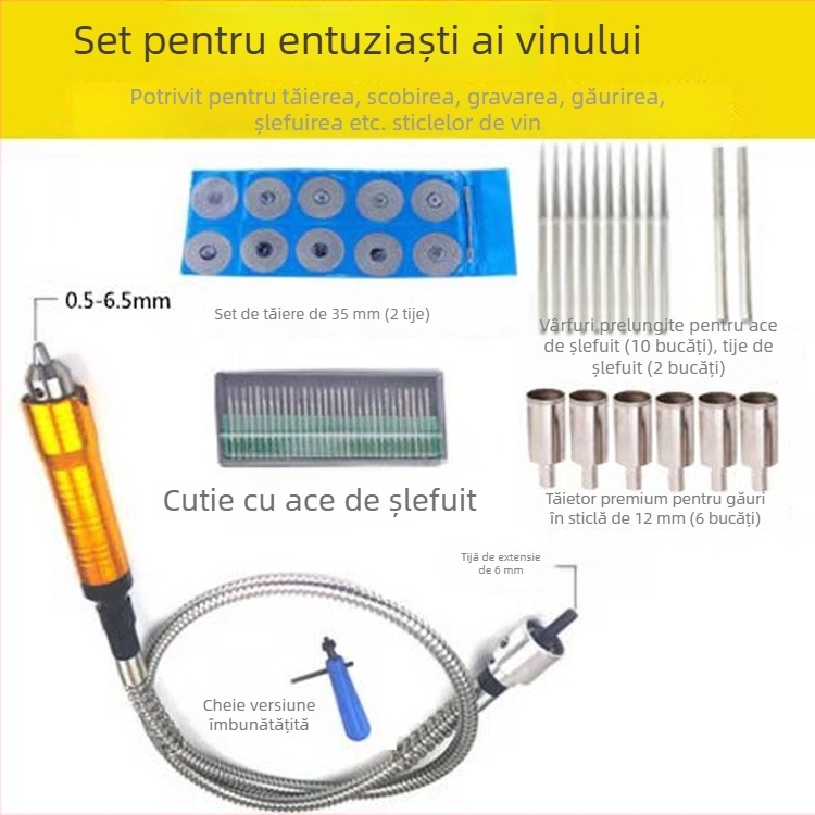 Polizor electric cu ax flexibil, convertibil în polizor suspendat; mașină de gravură; unelte de sculptură în jad și lemn, sculptură de rădăcini; cuțit de sculptură și dalte
