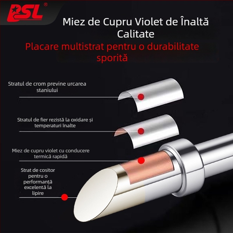 Vârf de lipit BSL 200 pentru fierul de lipit electric, 90W, înaltă frecvență, vârf curbat 203, rezistent la temperaturi înalte, încălzire rapidă