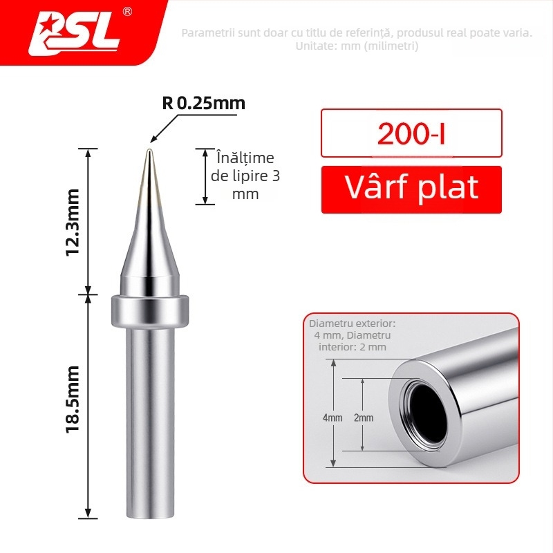 Vârf de lipit BSL 200 pentru fierul de lipit electric, 90W, înaltă frecvență, vârf curbat 203, rezistent la temperaturi înalte, încălzire rapidă