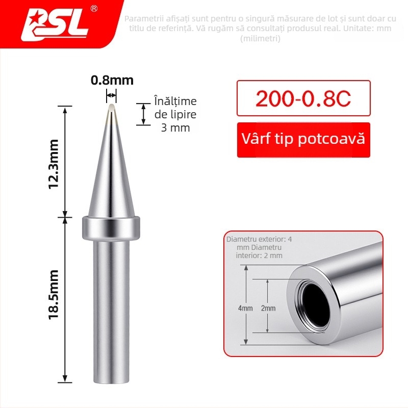Vârf de lipit BSL 200 pentru fierul de lipit electric, 90W, înaltă frecvență, vârf curbat 203, rezistent la temperaturi înalte, încălzire rapidă