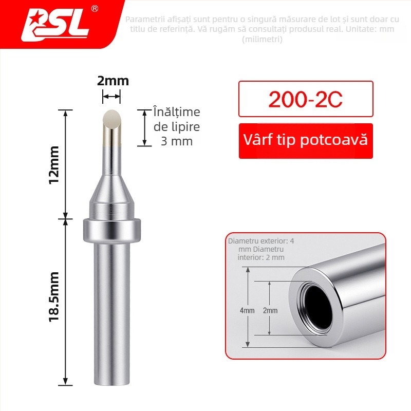 Vârf de lipit BSL 200 pentru fierul de lipit electric, 90W, înaltă frecvență, vârf curbat 203, rezistent la temperaturi înalte, încălzire rapidă