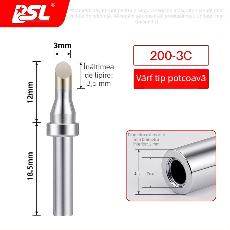 Vârf de lipit BSL 200 pentru fierul de lipit electric, 90W, înaltă frecvență, vârf curbat 203, rezistent la temperaturi înalte, încălzire rapidă