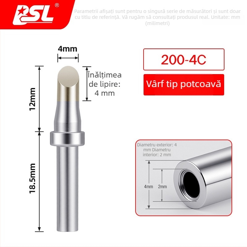Vârf de lipit BSL 200 pentru fierul de lipit electric, 90W, înaltă frecvență, vârf curbat 203, rezistent la temperaturi înalte, încălzire rapidă