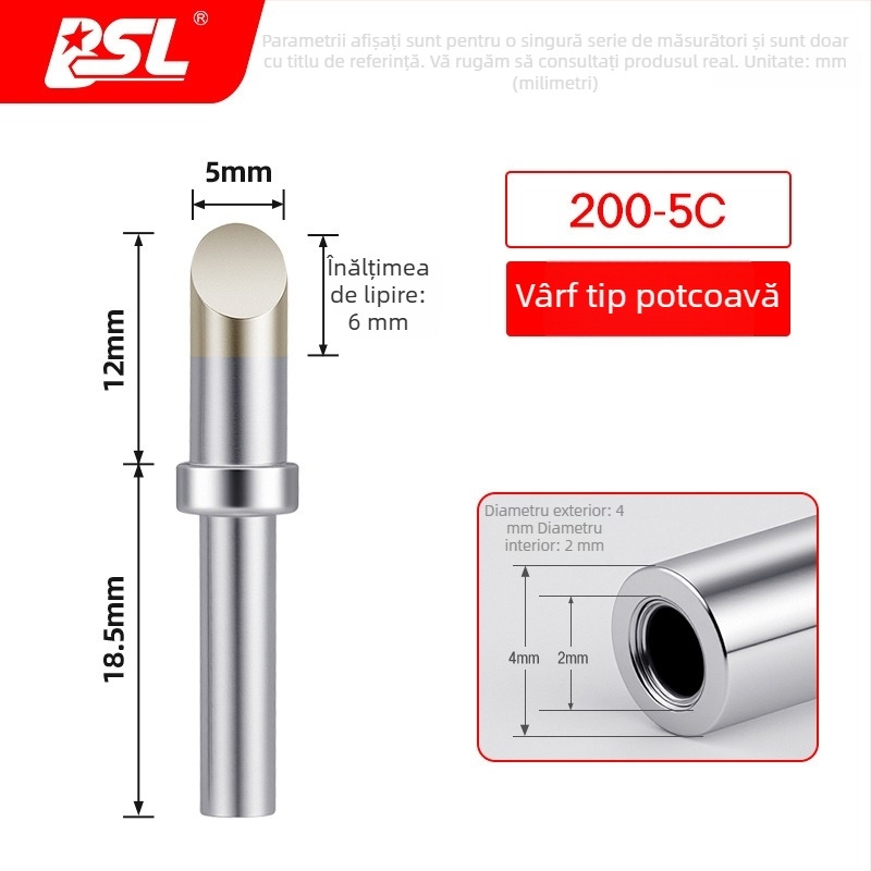 Vârf de lipit BSL 200 pentru fierul de lipit electric, 90W, înaltă frecvență, vârf curbat 203, rezistent la temperaturi înalte, încălzire rapidă
