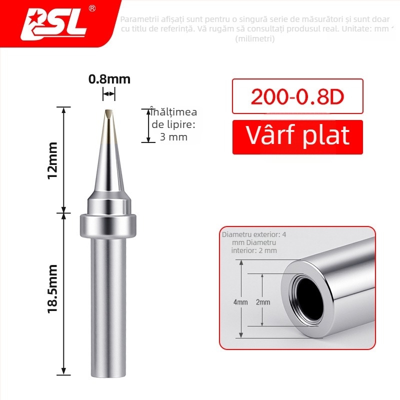 Vârf de lipit BSL 200 pentru fierul de lipit electric, 90W, înaltă frecvență, vârf curbat 203, rezistent la temperaturi înalte, încălzire rapidă